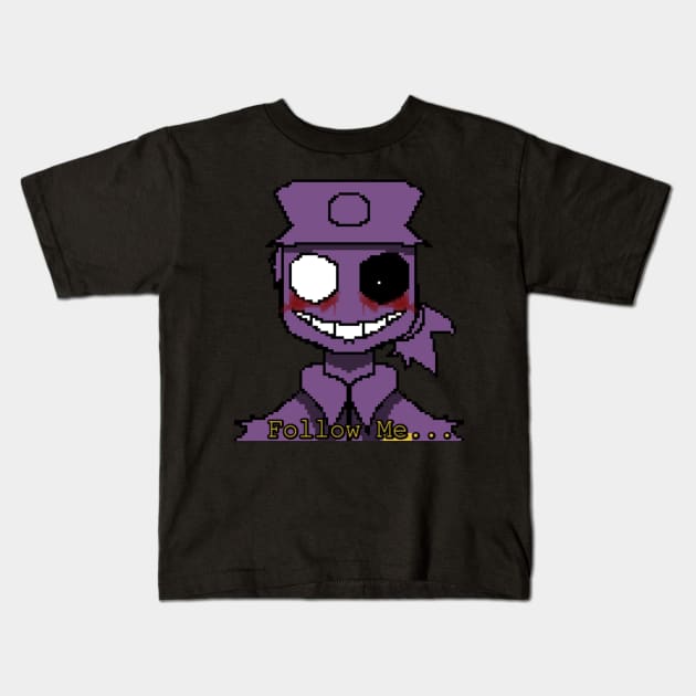 Purple Guy Follow Me Pixle Kids T-Shirt by VALMEZA602